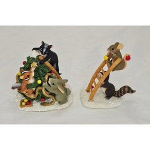 Charming Tails "Trimming The Tree" Set Of 2 87/702  w/ Orig Box Vintage